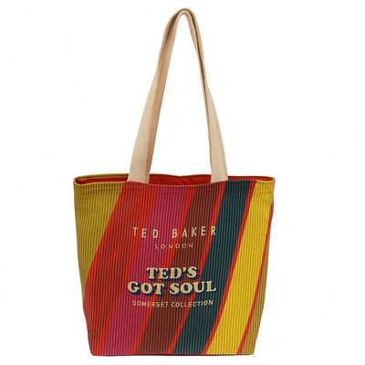 Sublimated Corduroy Open Tote Bag ( 18" x 15" x 4")